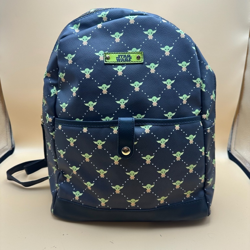 Disney Star Wars Grogu Baby Yoda Backpack Black Fau Leather Kids Mandalorian Bag